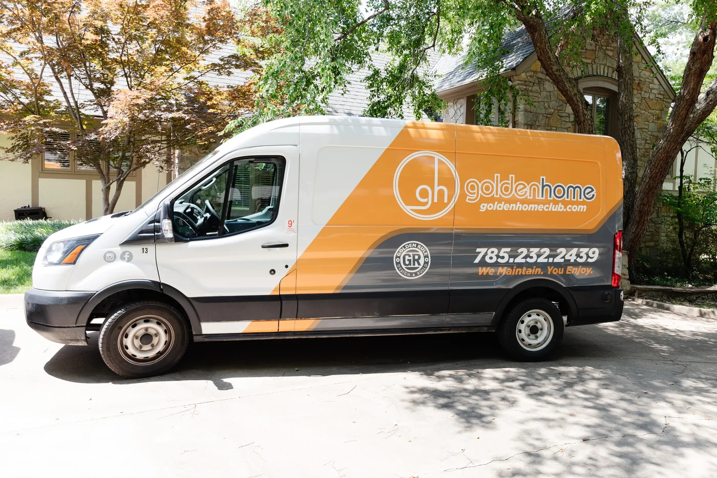 GoldenHome Club service van parked at a customer's home